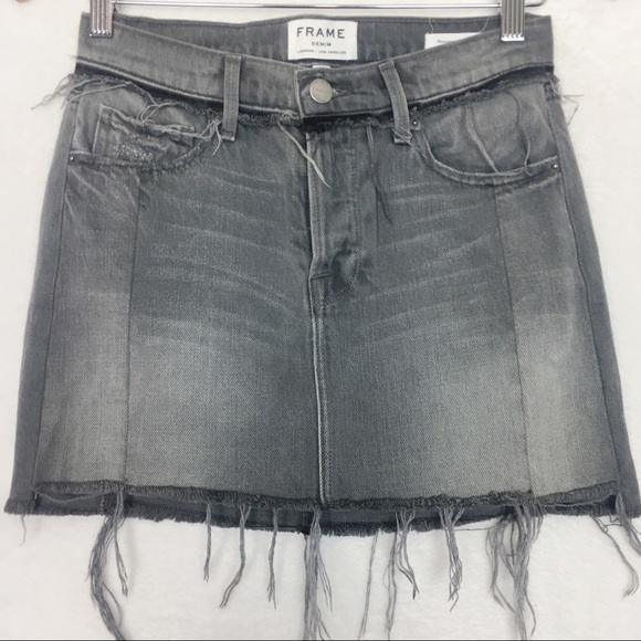 FRAME DENIM Nouveau Le Mix Mini Skirt in Ash Mix - Picture 4 of 8